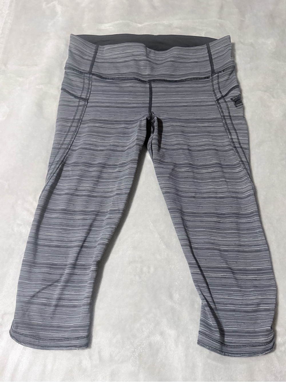 lululemon athletica Gray Striped Crop Leggings
